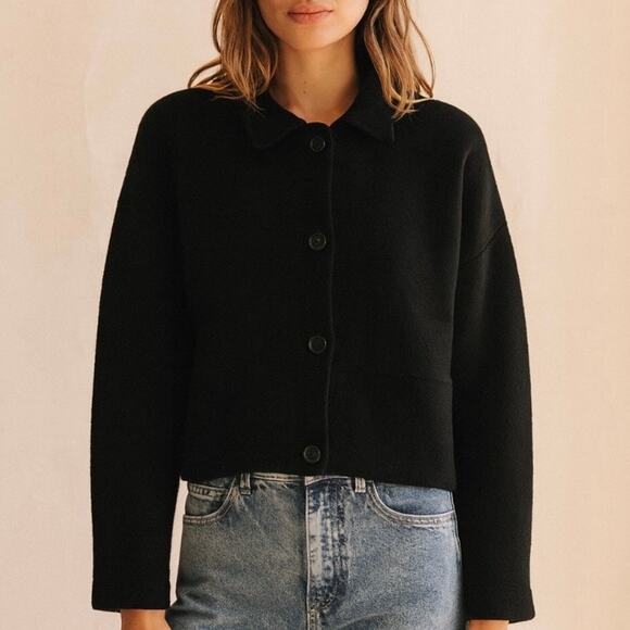 Vintage J.Crew Wool Blend Sweater Coat Medium Boxy Fit 90s Minimalist Chic - Picture 3 of 11